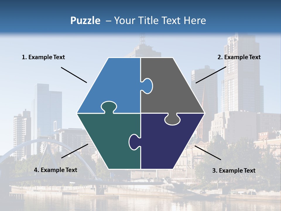 A City Skyline With A Bridge In The Foreground PowerPoint Template
