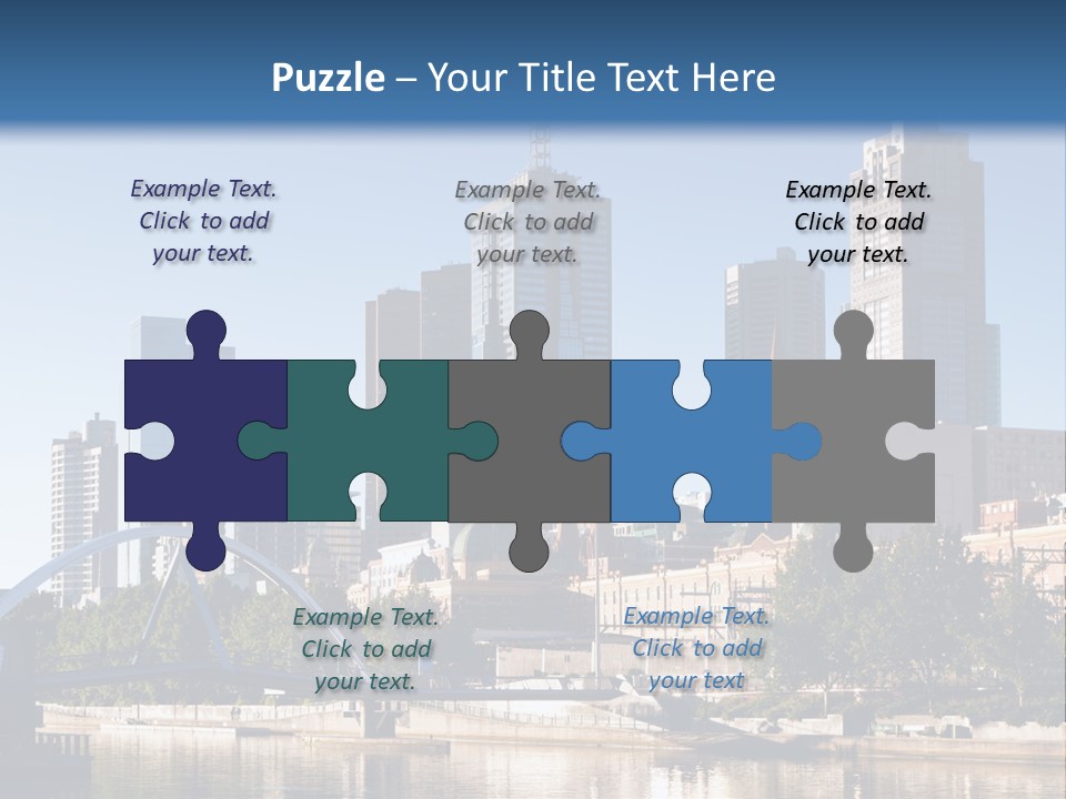 A City Skyline With A Bridge In The Foreground PowerPoint Template