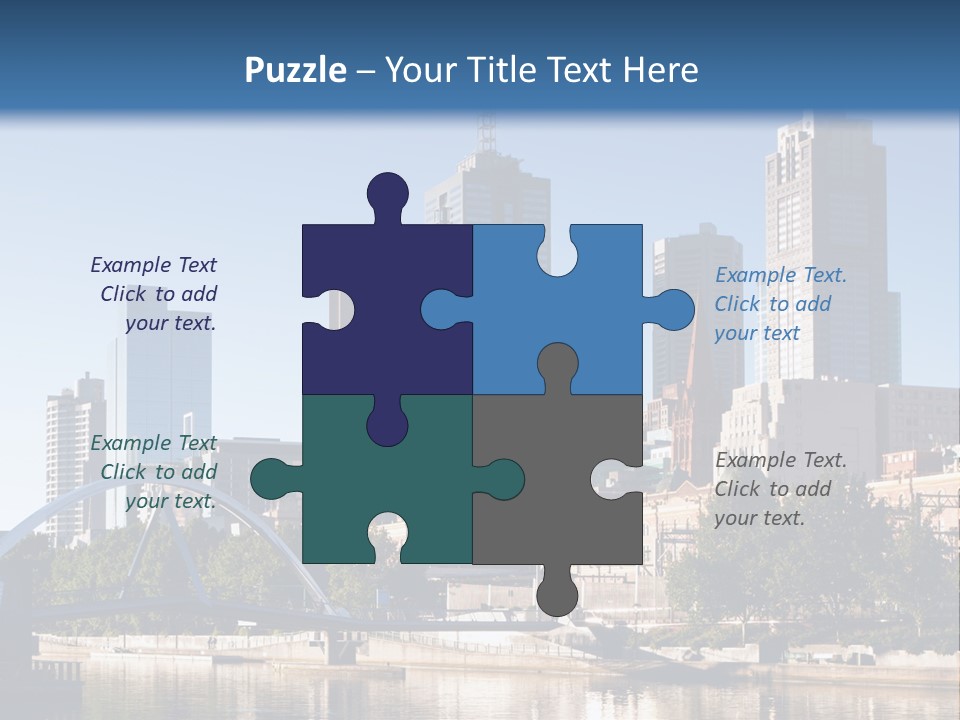 A City Skyline With A Bridge In The Foreground PowerPoint Template