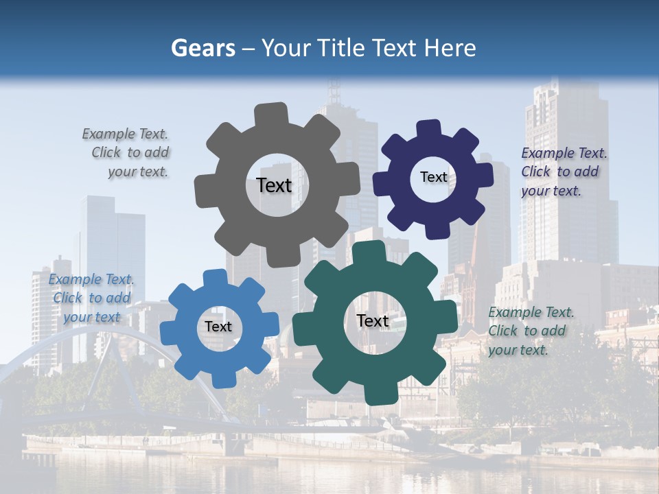 A City Skyline With A Bridge In The Foreground PowerPoint Template