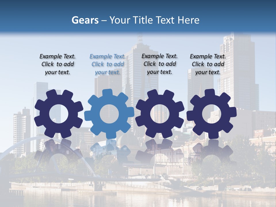 A City Skyline With A Bridge In The Foreground PowerPoint Template
