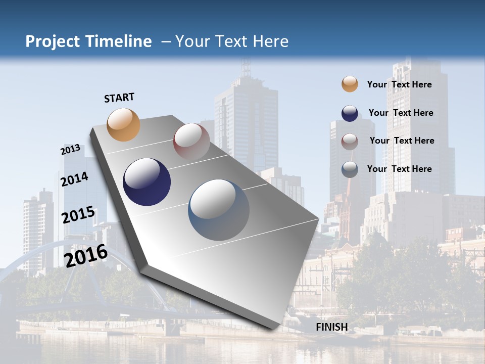 A City Skyline With A Bridge In The Foreground PowerPoint Template