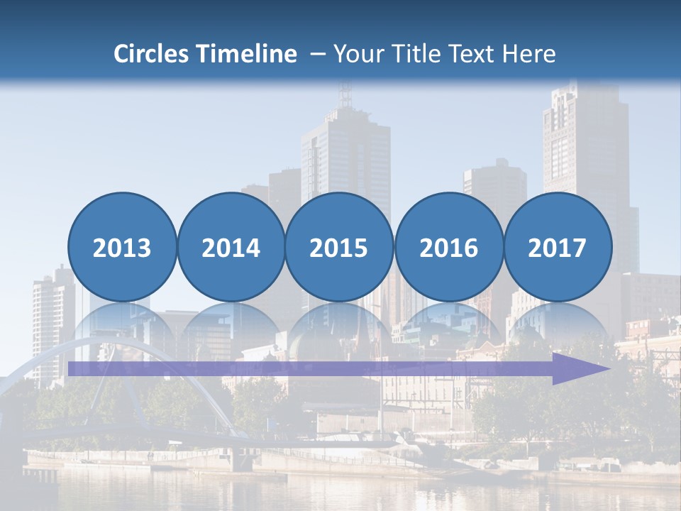 A City Skyline With A Bridge In The Foreground PowerPoint Template