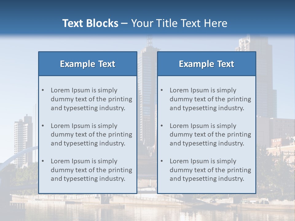 A City Skyline With A Bridge In The Foreground PowerPoint Template