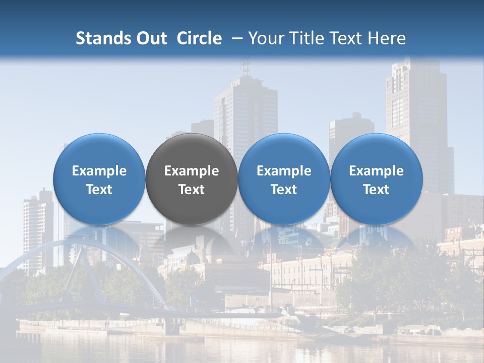 A City Skyline With A Bridge In The Foreground PowerPoint Template