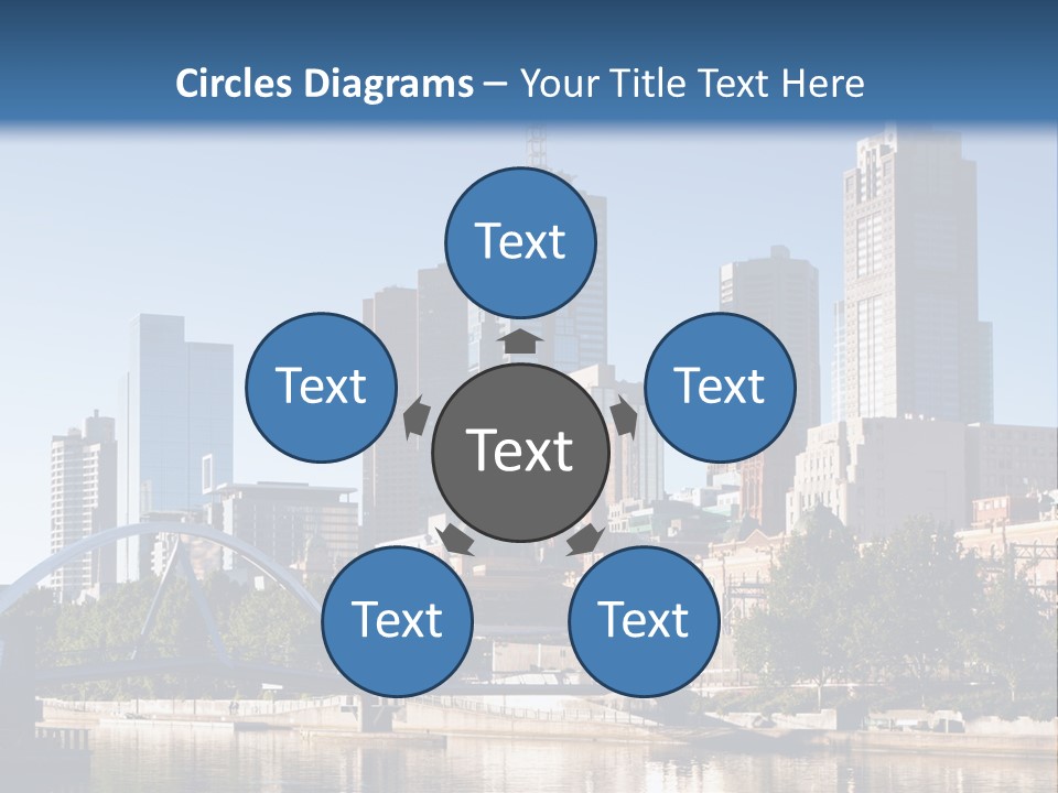 A City Skyline With A Bridge In The Foreground PowerPoint Template