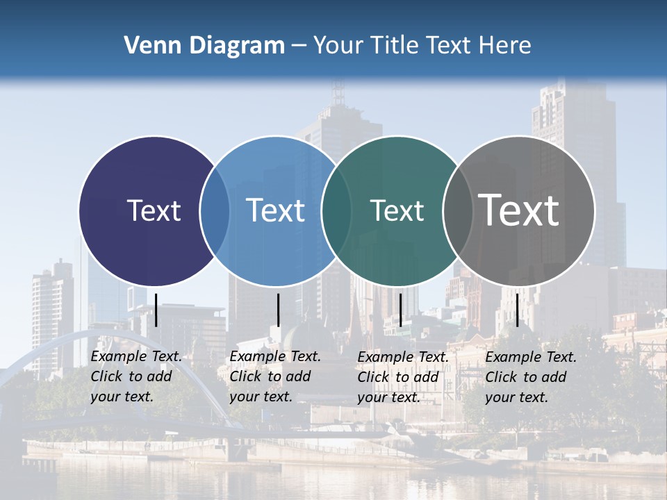 A City Skyline With A Bridge In The Foreground PowerPoint Template