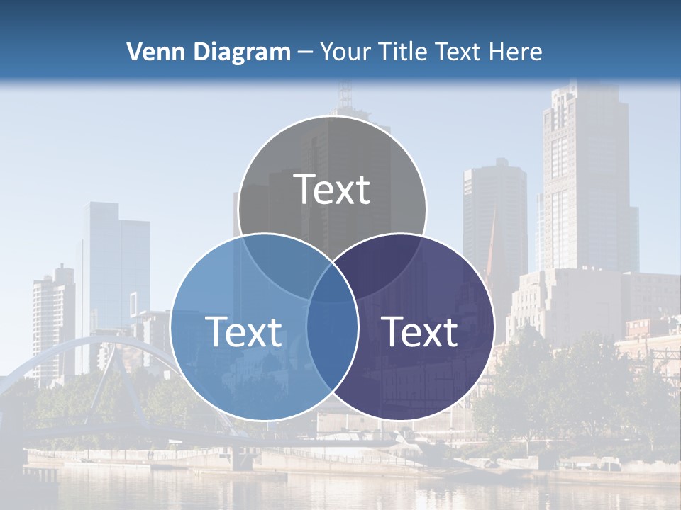 A City Skyline With A Bridge In The Foreground PowerPoint Template