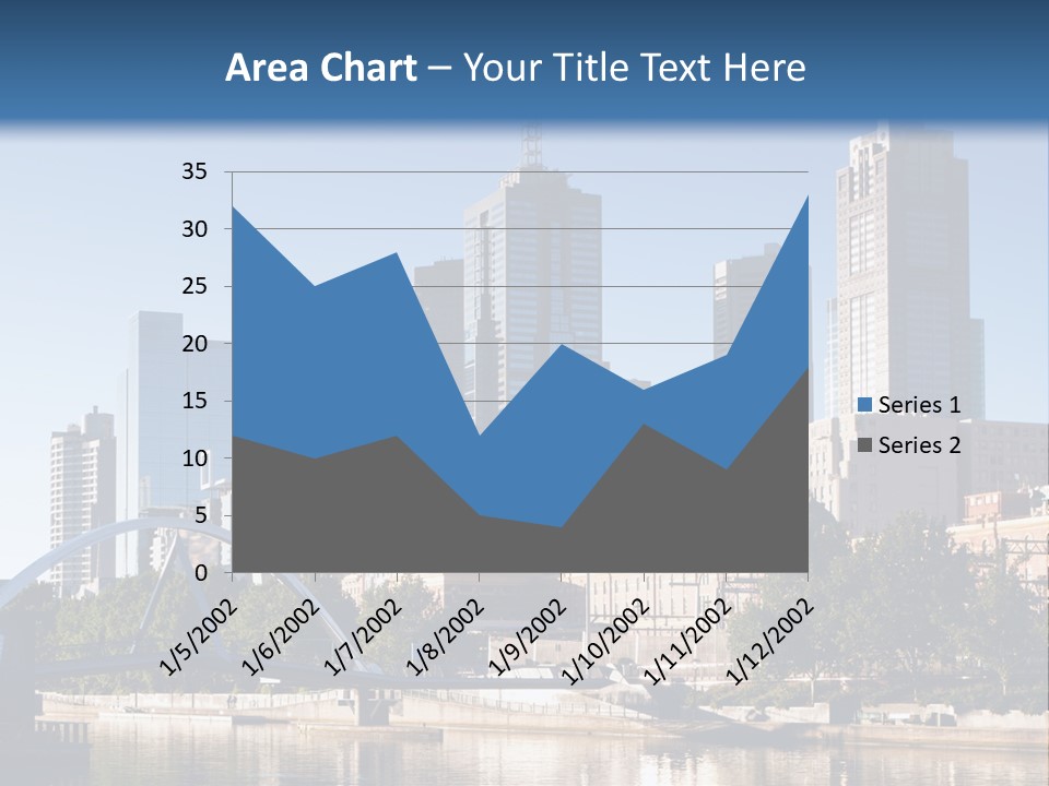 A City Skyline With A Bridge In The Foreground PowerPoint Template