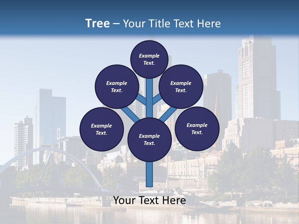 A City Skyline With A Bridge In The Foreground PowerPoint Template