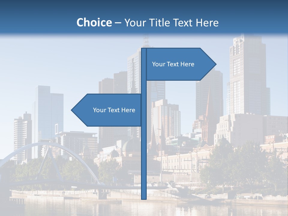 A City Skyline With A Bridge In The Foreground PowerPoint Template
