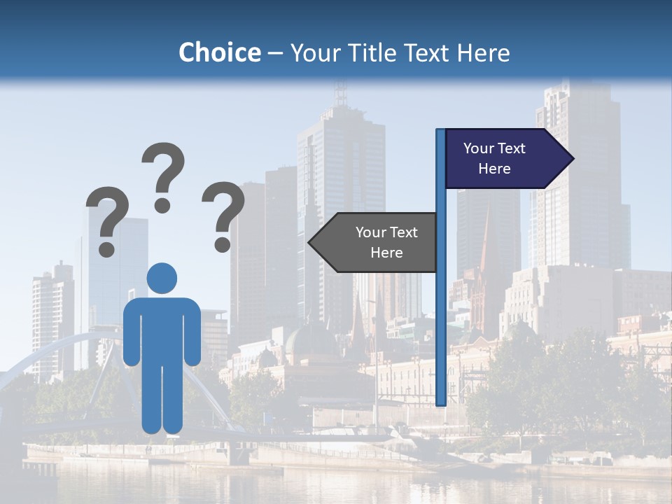 A City Skyline With A Bridge In The Foreground PowerPoint Template