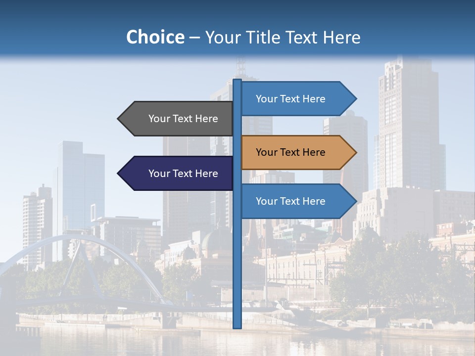 A City Skyline With A Bridge In The Foreground PowerPoint Template