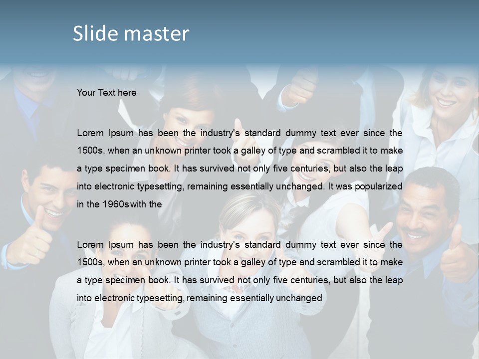 A Group Of Business People Giving Thumbs Up PowerPoint Template