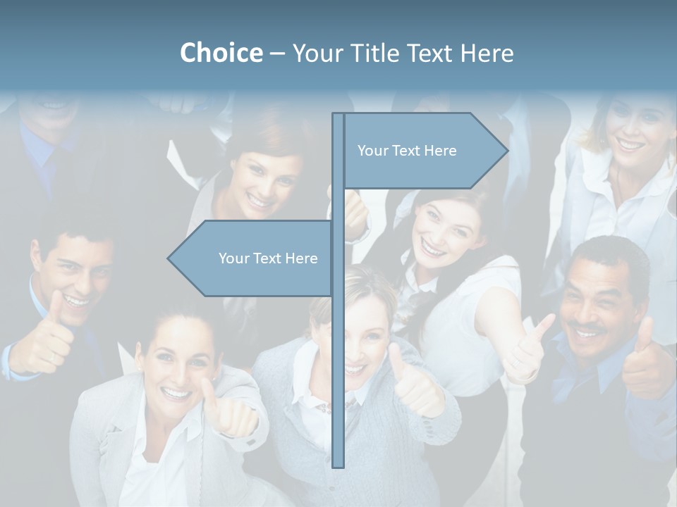 A Group Of Business People Giving Thumbs Up PowerPoint Template