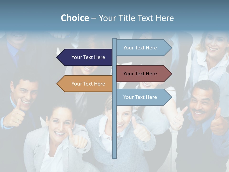 A Group Of Business People Giving Thumbs Up PowerPoint Template