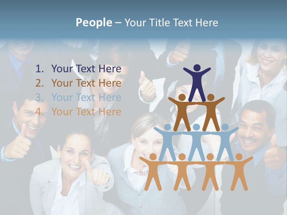 A Group Of Business People Giving Thumbs Up PowerPoint Template