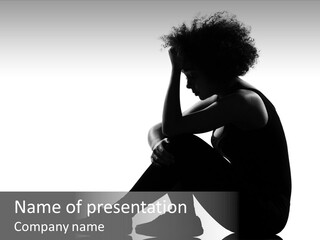 A Woman Sitting On The Ground With Her Hand On Her Head PowerPoint Template