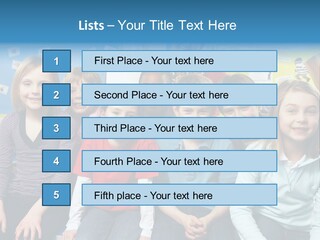 Vertical Education Schoolchildren PowerPoint Template