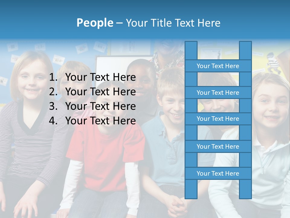 Vertical Education Schoolchildren PowerPoint Template
