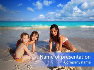 Happiness Friends Sea PowerPoint Template