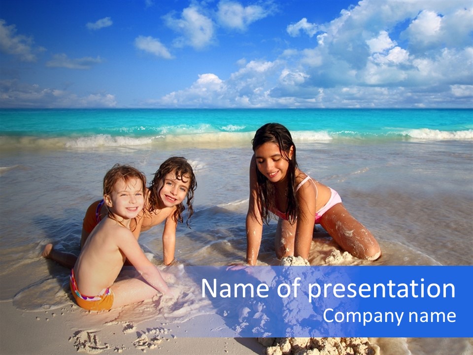 Happiness Friends Sea PowerPoint Template