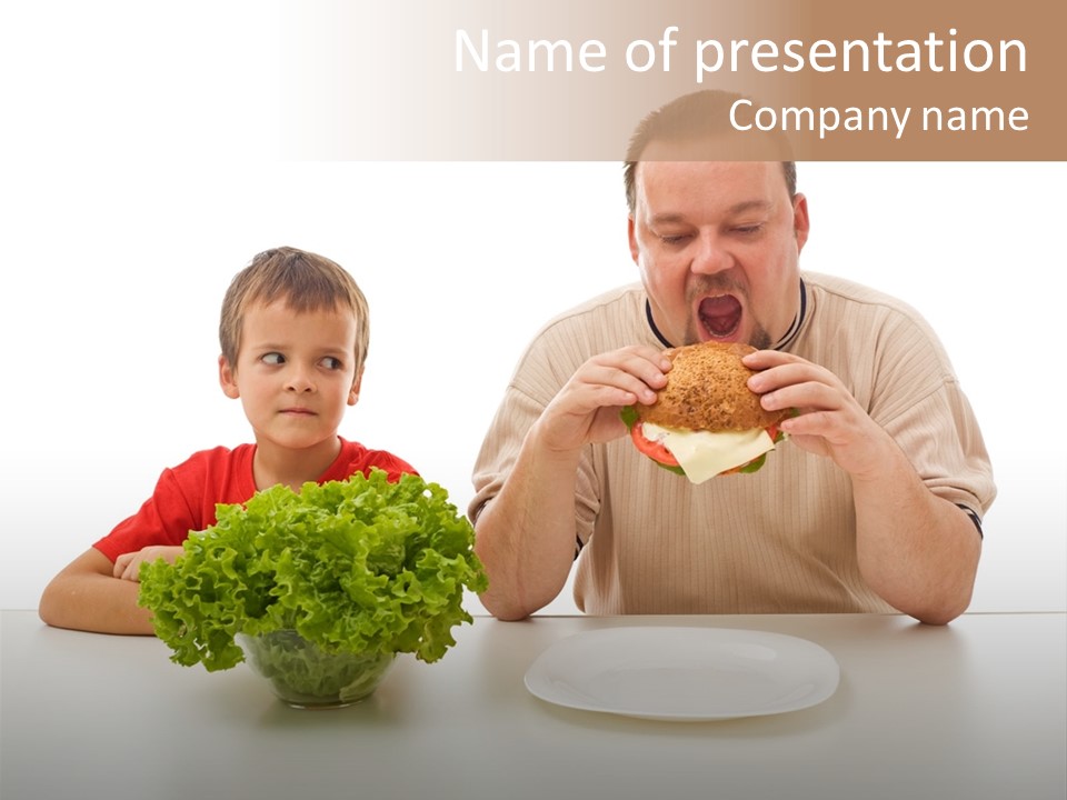 Eating Isolated Young PowerPoint Template