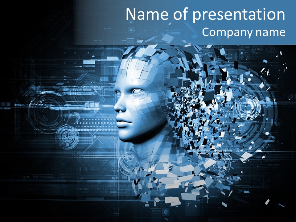 A Woman's Head Is Shown With A Futuristic Background PowerPoint Template