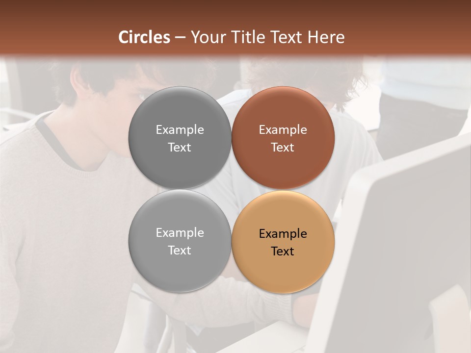 Two Men Working On A Computer In An Office PowerPoint Template