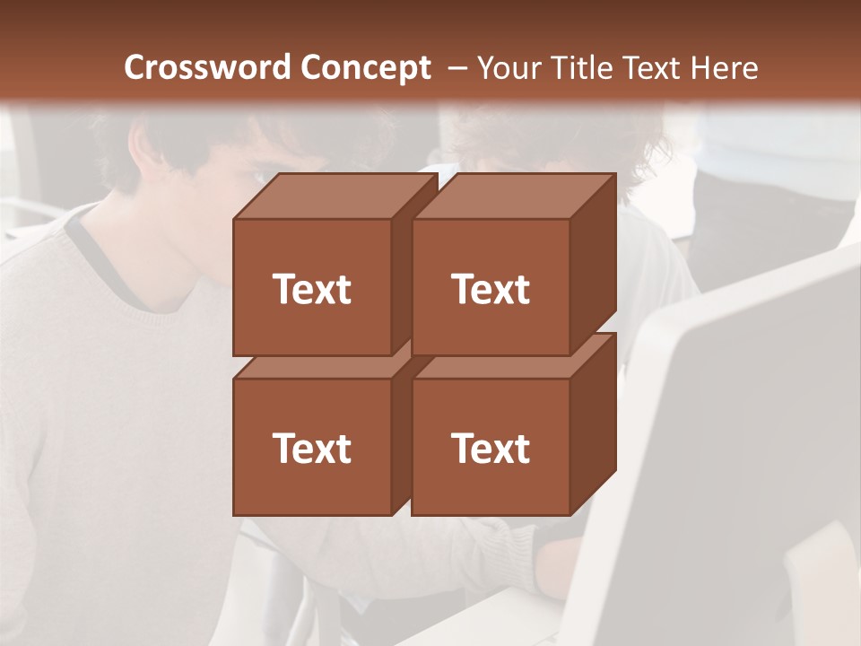Two Men Working On A Computer In An Office PowerPoint Template