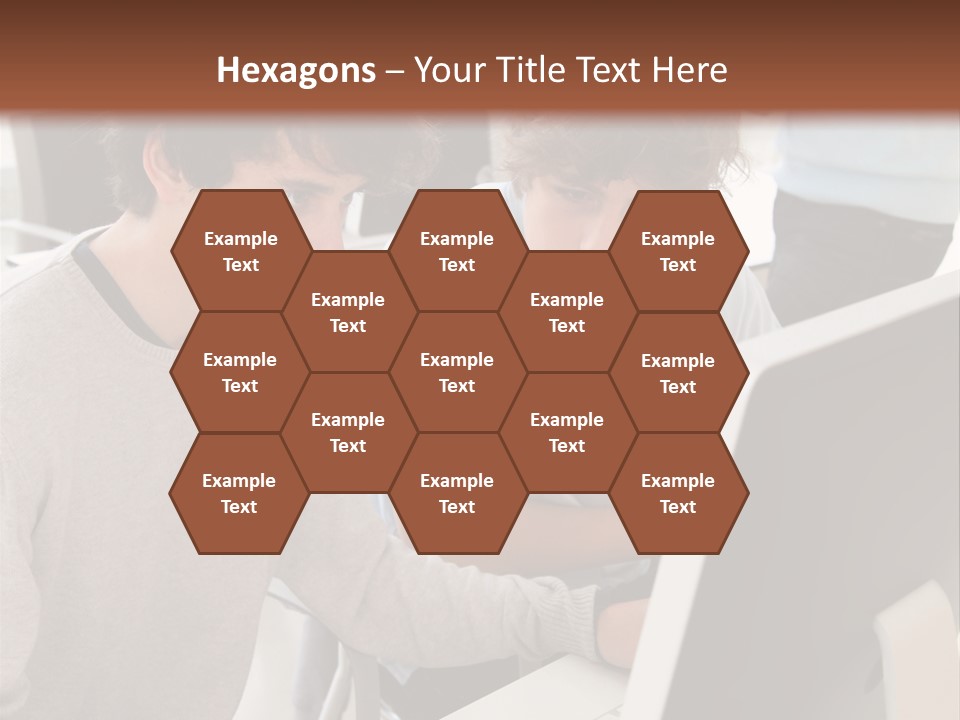 Two Men Working On A Computer In An Office PowerPoint Template