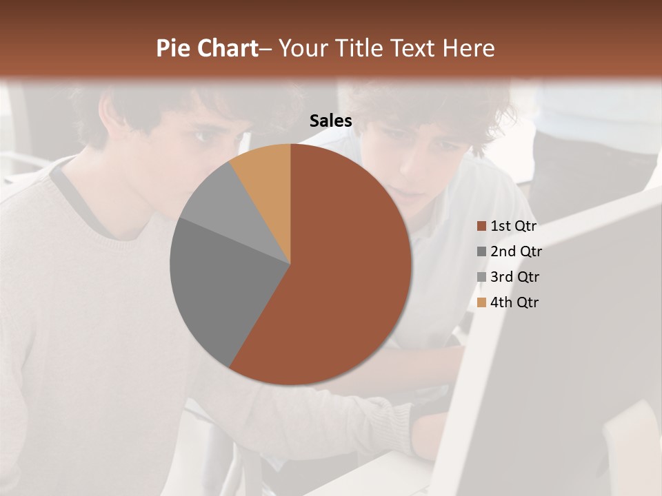 Two Men Working On A Computer In An Office PowerPoint Template