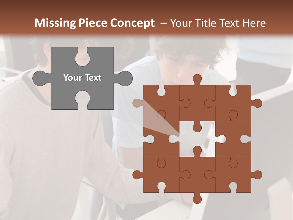 Two Men Working On A Computer In An Office PowerPoint Template