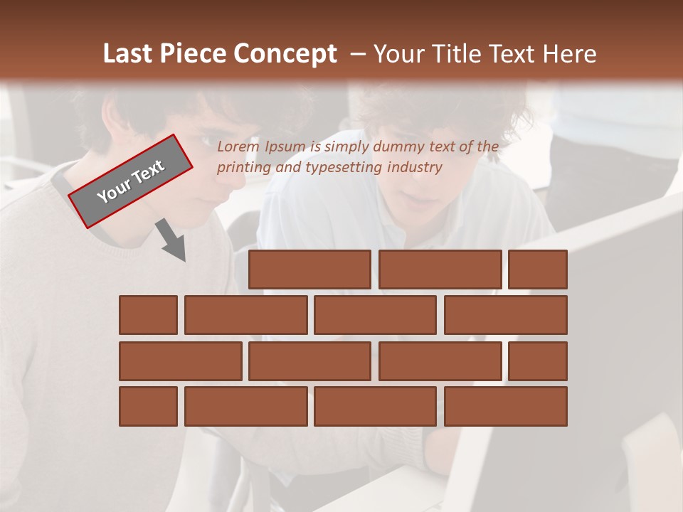 Two Men Working On A Computer In An Office PowerPoint Template