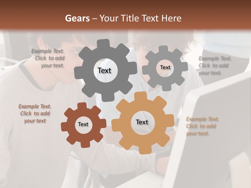 Two Men Working On A Computer In An Office PowerPoint Template