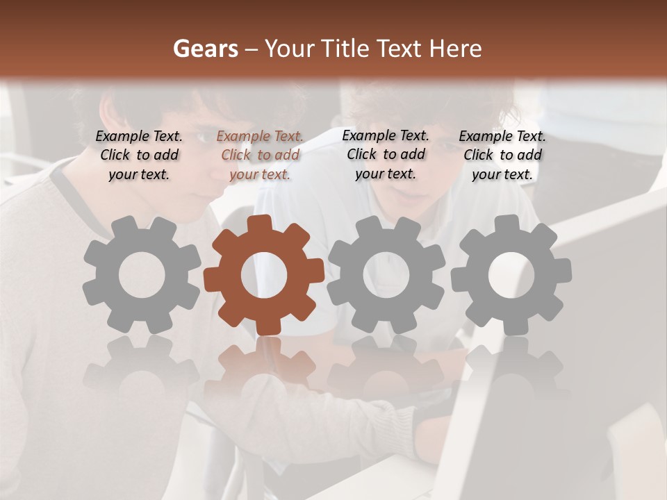 Two Men Working On A Computer In An Office PowerPoint Template