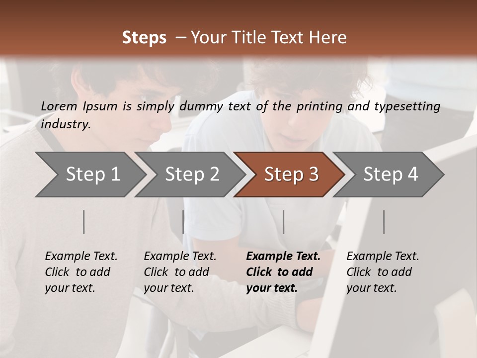 Two Men Working On A Computer In An Office PowerPoint Template