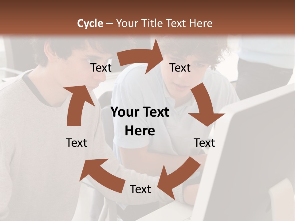 Two Men Working On A Computer In An Office PowerPoint Template