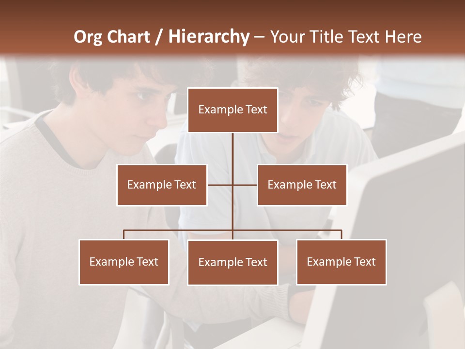 Two Men Working On A Computer In An Office PowerPoint Template