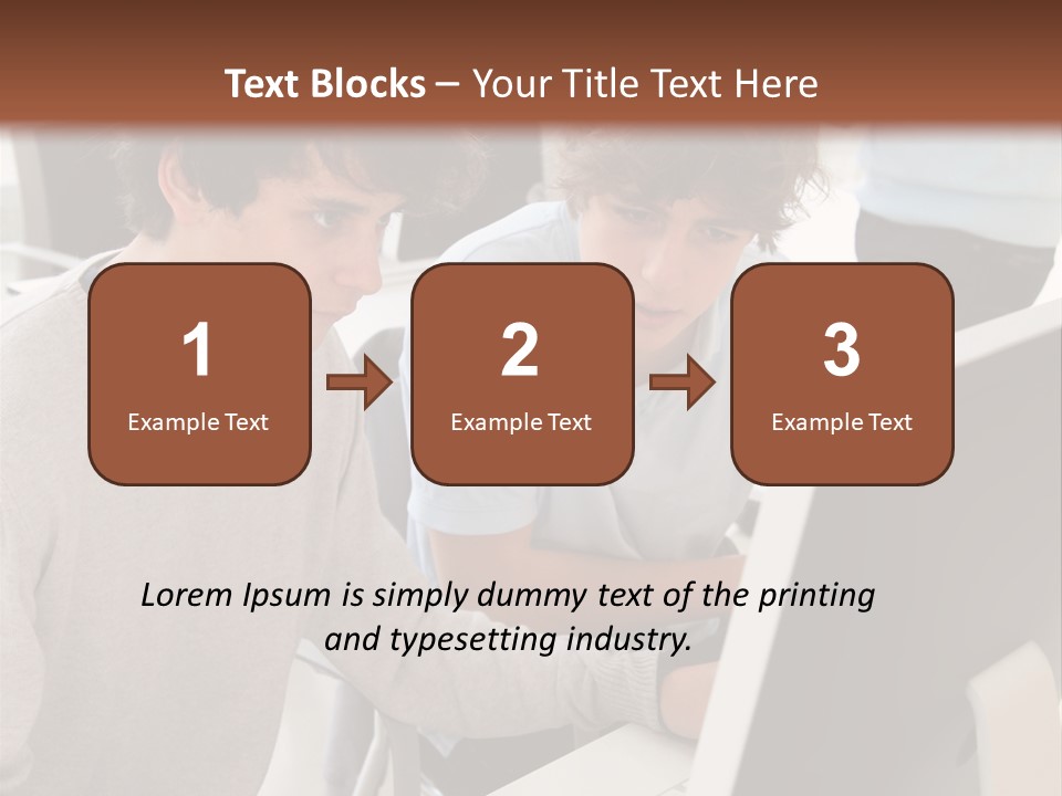 Two Men Working On A Computer In An Office PowerPoint Template
