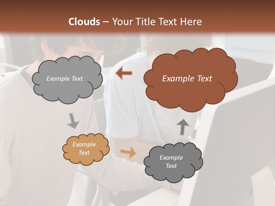 Two Men Working On A Computer In An Office PowerPoint Template