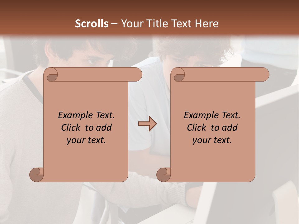 Two Men Working On A Computer In An Office PowerPoint Template