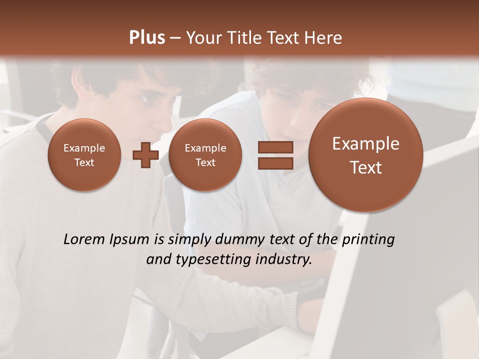 Two Men Working On A Computer In An Office PowerPoint Template