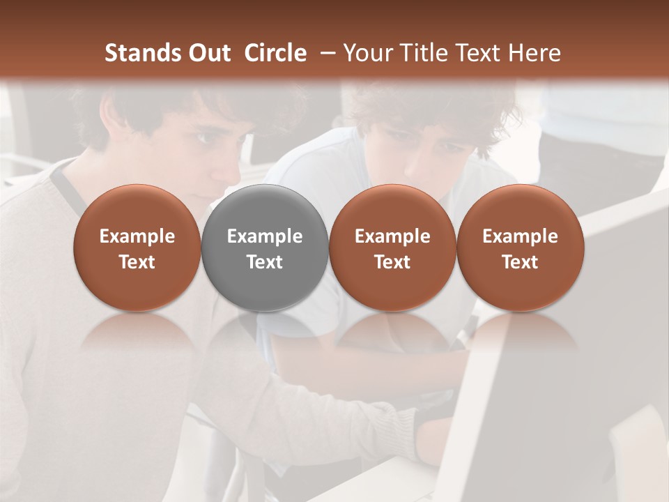 Two Men Working On A Computer In An Office PowerPoint Template