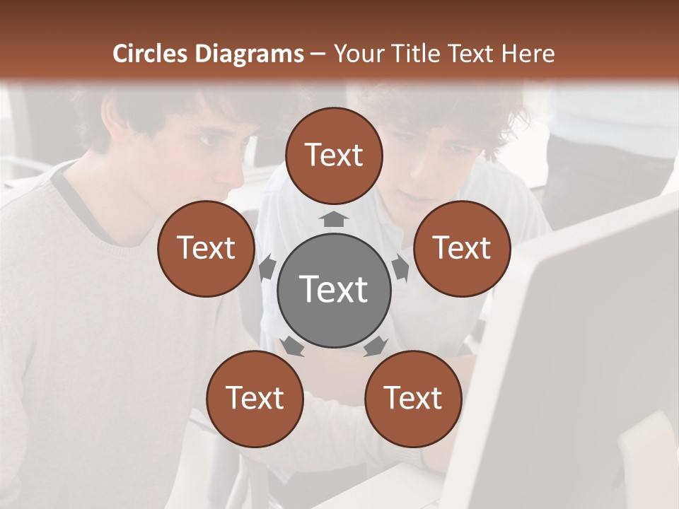 Two Men Working On A Computer In An Office PowerPoint Template