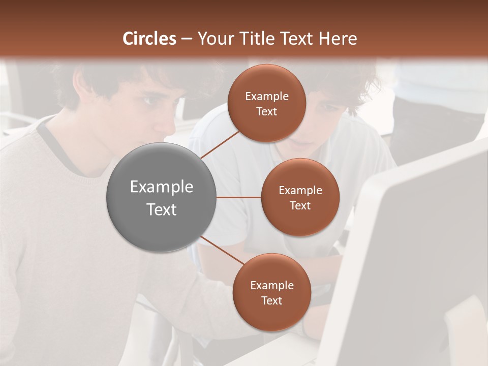 Two Men Working On A Computer In An Office PowerPoint Template