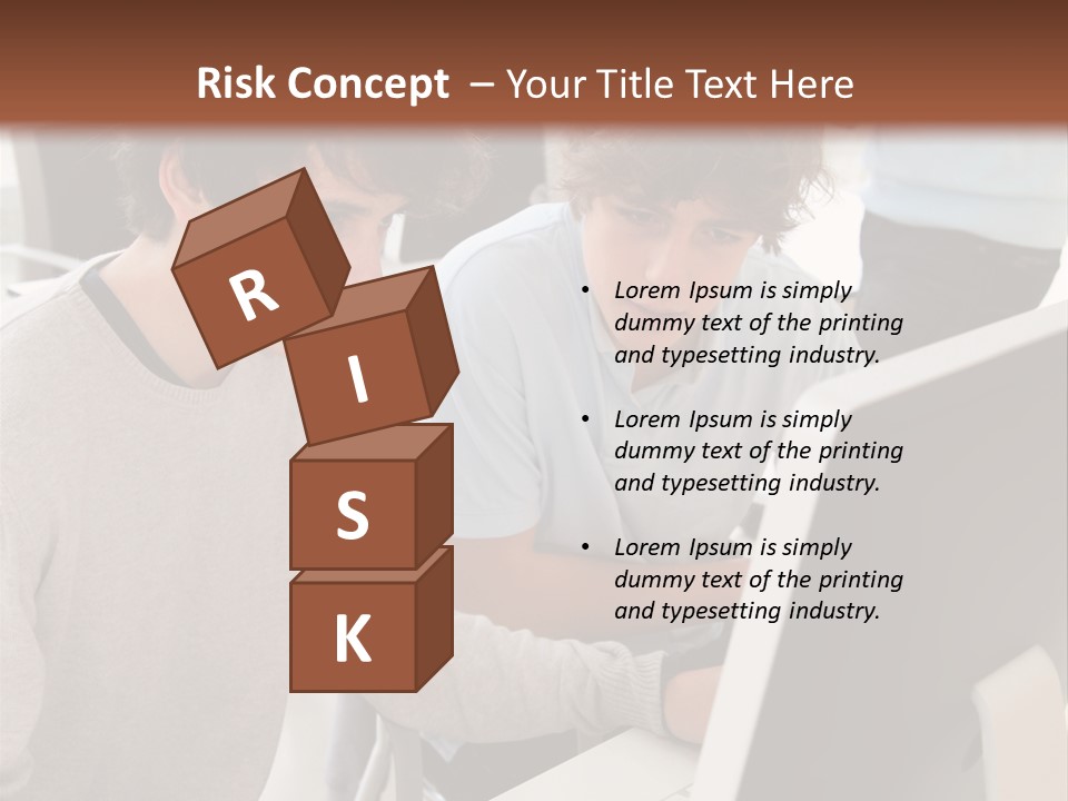 Two Men Working On A Computer In An Office PowerPoint Template