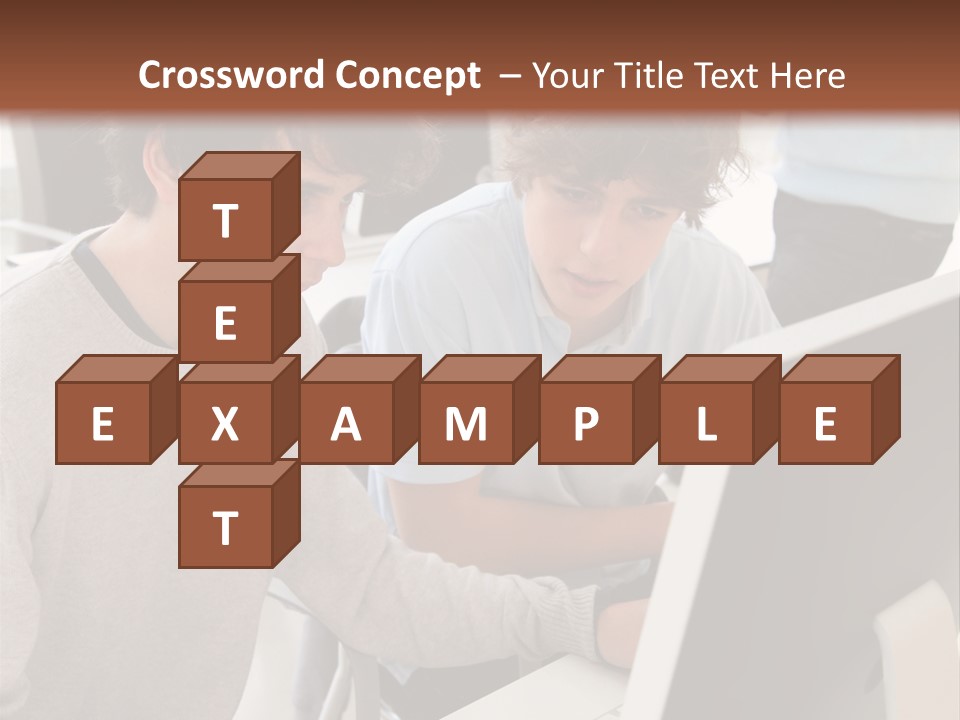 Two Men Working On A Computer In An Office PowerPoint Template