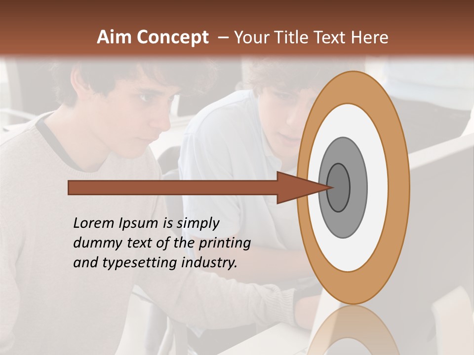 Two Men Working On A Computer In An Office PowerPoint Template