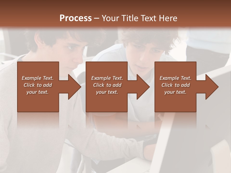Two Men Working On A Computer In An Office PowerPoint Template